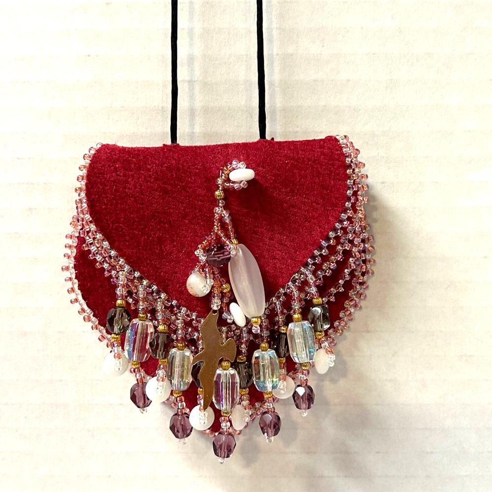 Handmade Hand‎ Beaded Suede Amulet Medicine Bag Pouch